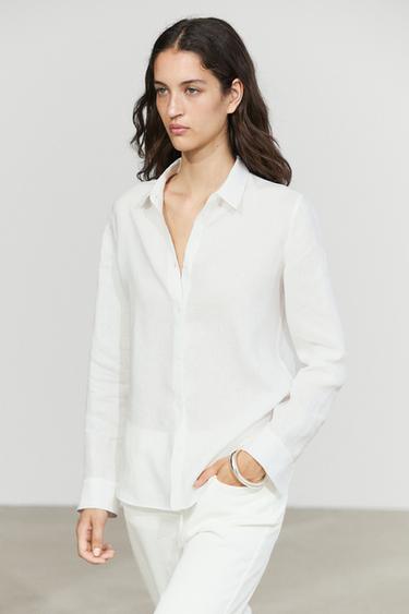 Zara Flowing 100% linen shirt - White