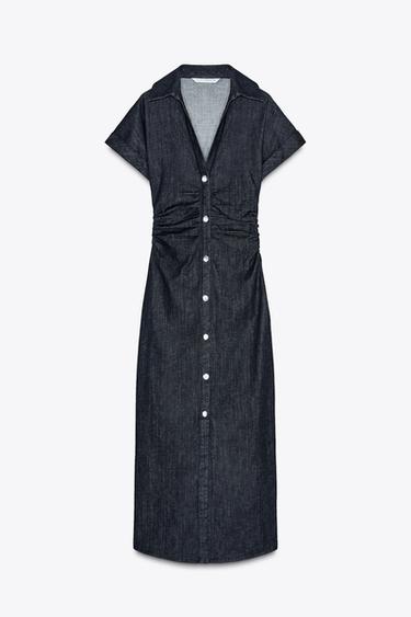 VESTIDO Z1975 MIDI DENIM - Azul de Zara - Imagen 0