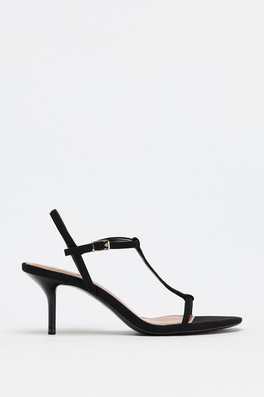 SANDALIA TACÓN TIRAS - Negro de Zara - Imagen 0