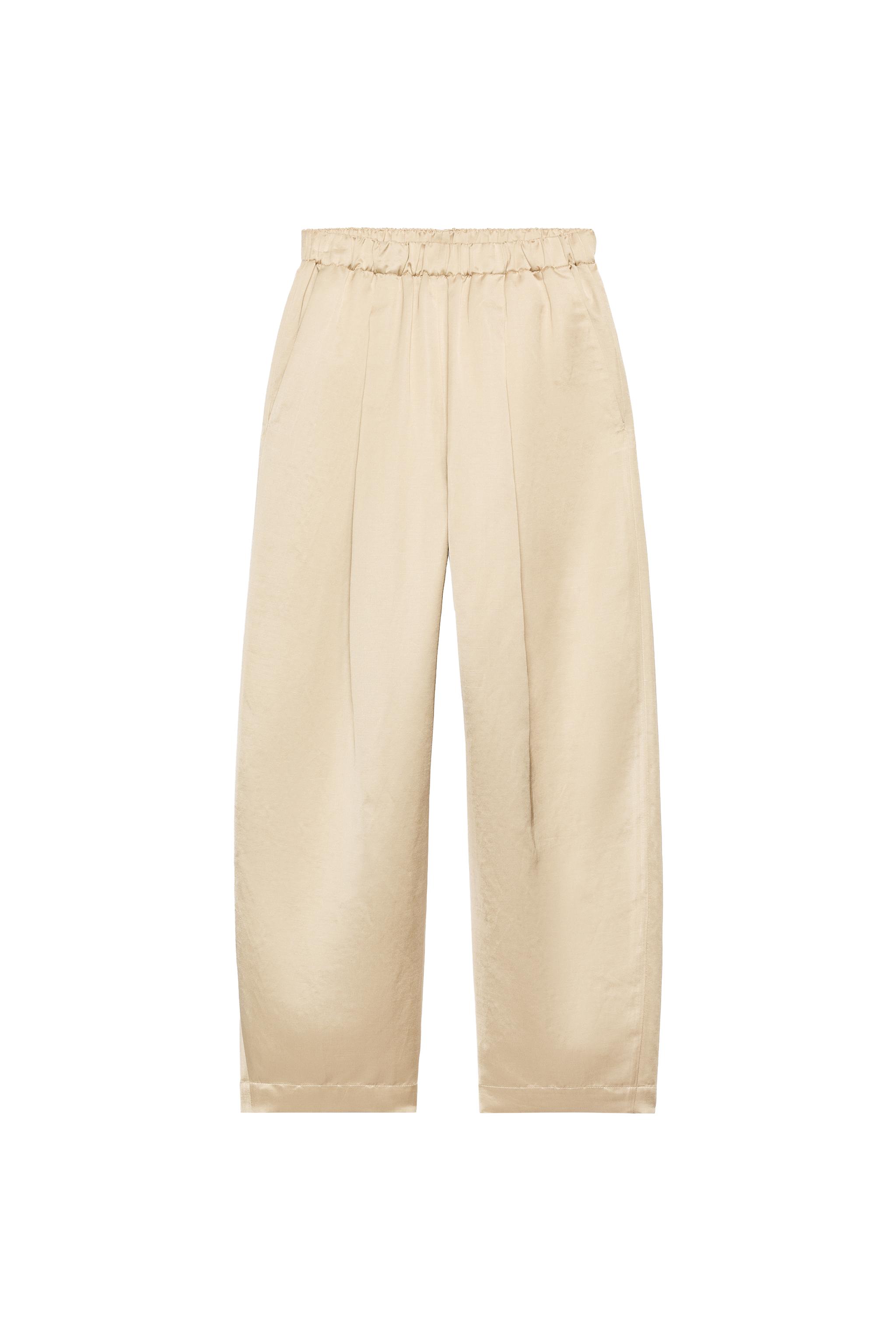 ZW COLLECTION サテン バレルパンツ - ベージュ | ZARA Japan / 日本