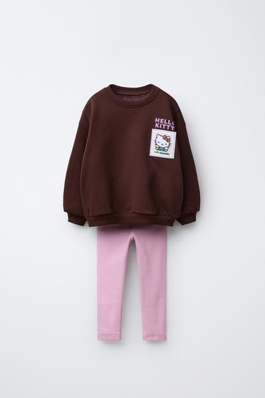 HELLO KITTY © SANRIO RIBBED SWEATSHIRT AND LEGGINGS SET - Brown by Zara