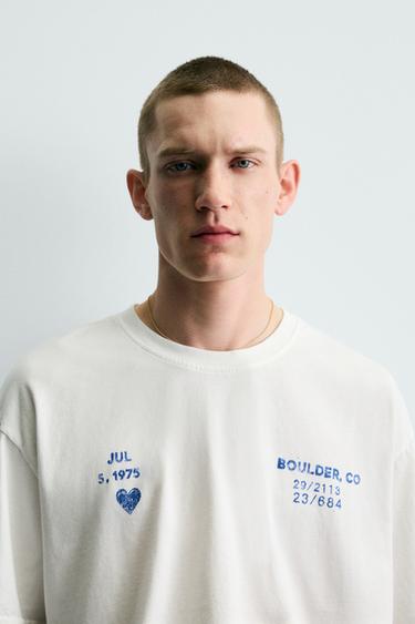 T-SHIRT IMPRIMÉS DÉLAVÉS - Blanc cassé de Zara - Image 5