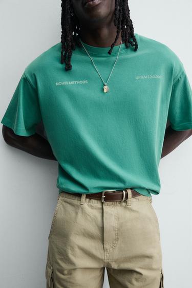 RELAXED FIT WASHED PRINTS T-SHIRT - Light green by Zara - Image 4