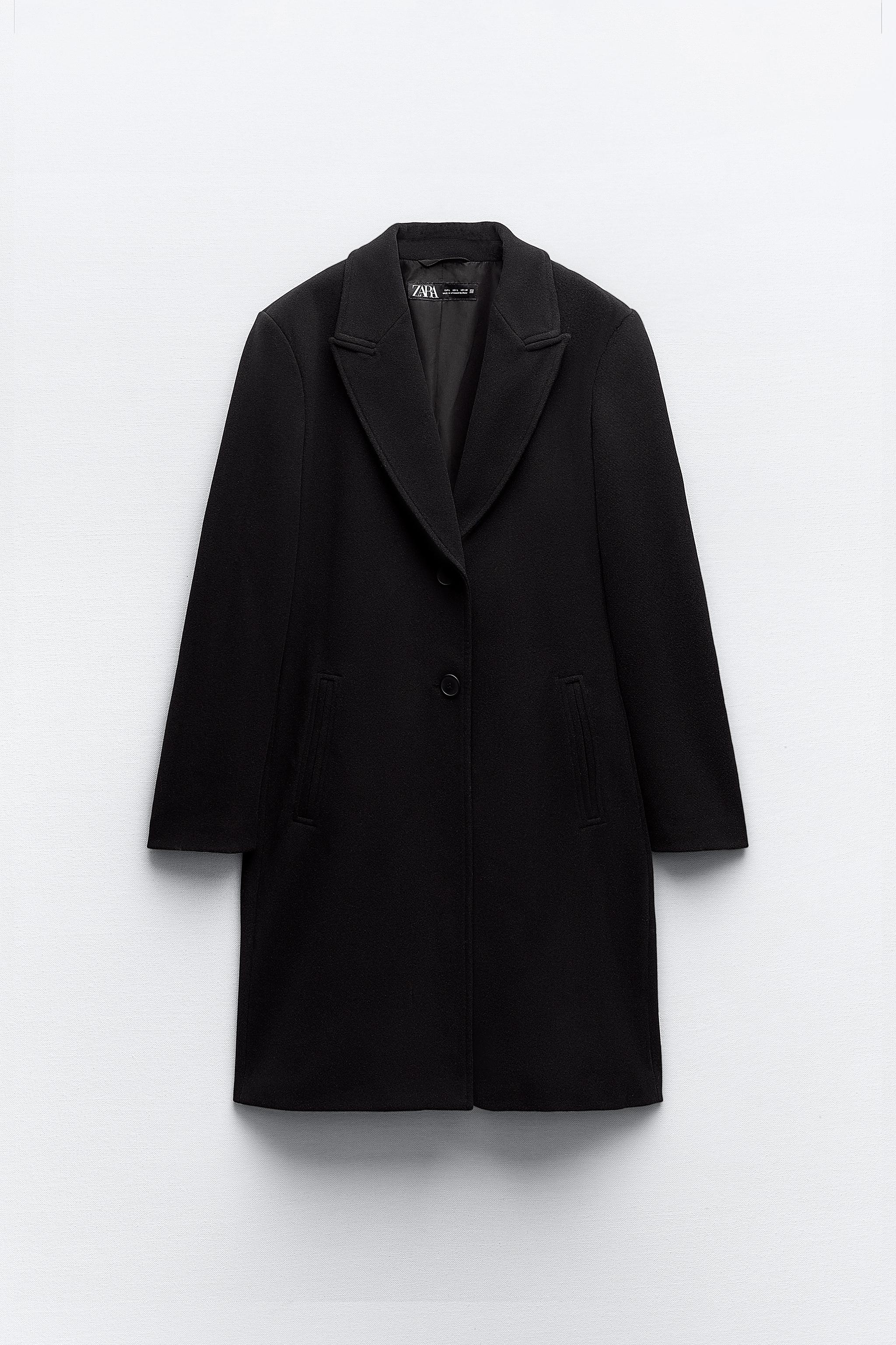 Black coat womens zara on sale