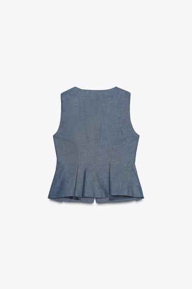 PEPLUM WAISTCOAT WITH LINEN - Light indigo by Zara - Image 8