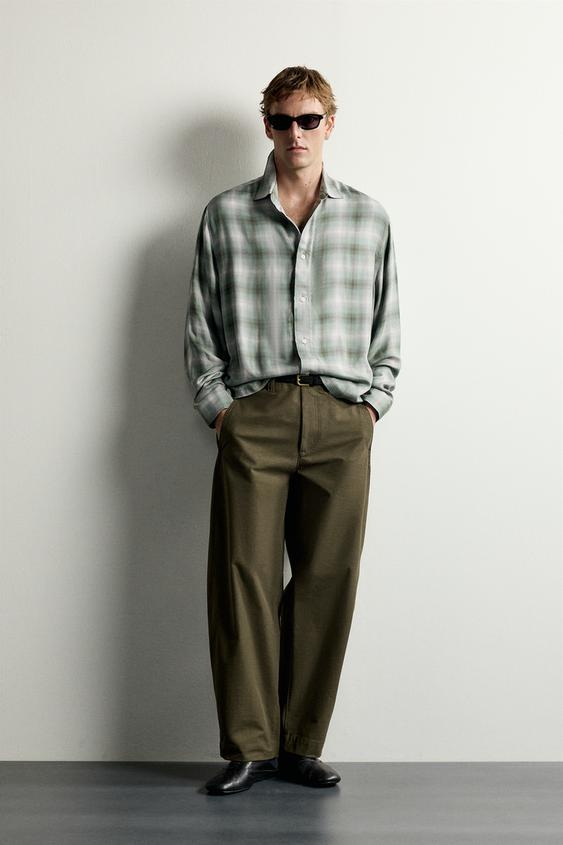 CAMISA FLUIDA CUADROS - Turquesa de Zara - Imagen 0