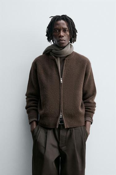KNIT BOMBER JACKET - Brown by Zara