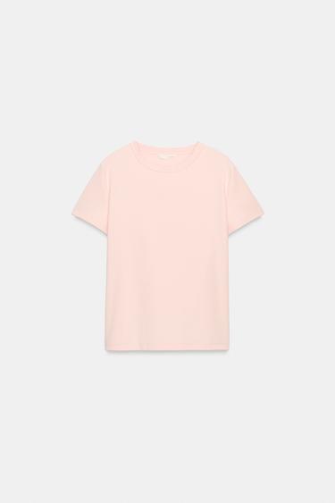 CAMISETA INTERLOCK MANGA CORTA - Rosa pastel de Zara