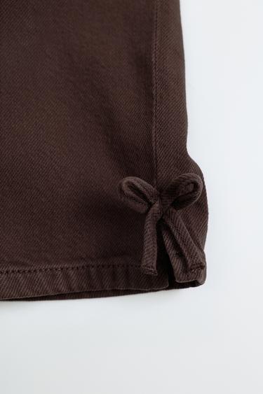 JEAN LARGE AVEC LACETS - Marron de Zara