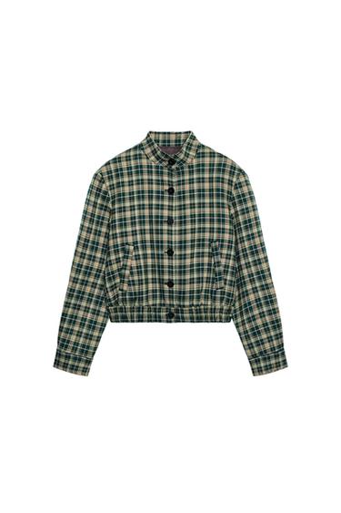 CHAQUETA BOMBER CUADROS - Verde / Crudo de Zara