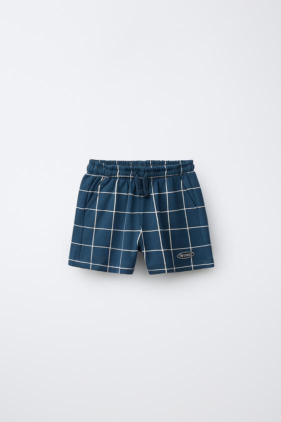 BERMUDA ESTAMPADO CUADROS - Azul de Zara - Imagen 0