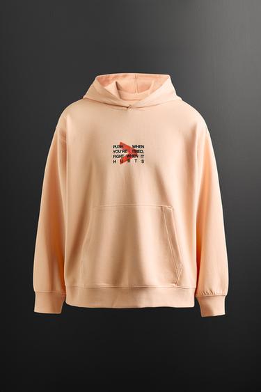SUDADERA SPORTY INTERLOCK - Naranja claro de Zara