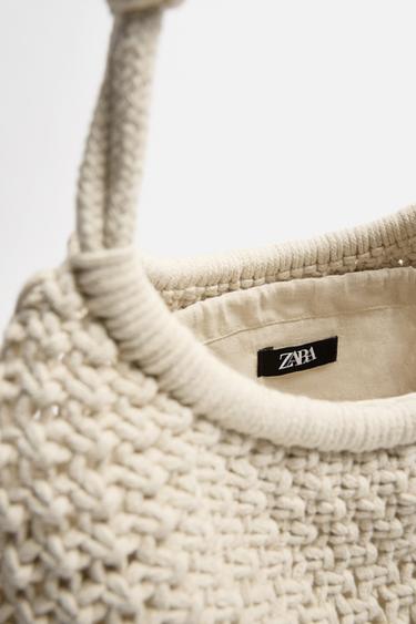 MACRAMÉ SHOPPER BAG - Ecru White by Zara - Image 5