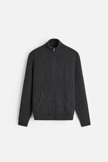 CÁRDIGAN ALGODÓN - CASHMERE CREMALLERA - Gris antracita de Zara