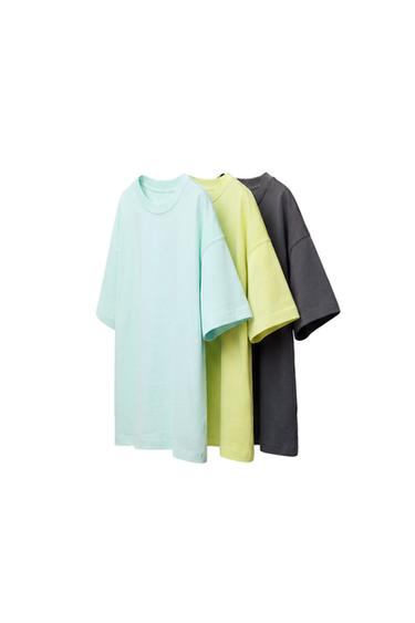 Zara THREE-PACK OF BASIC T-SHIRTS - Pastel blue