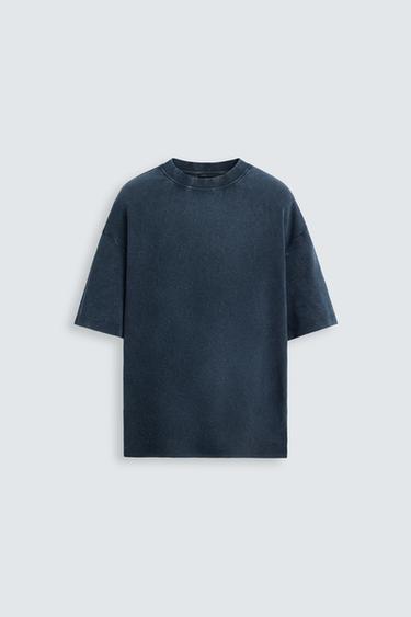 CAMISETA RELAXED FIT LAVADA - Azul / Gris de Zara