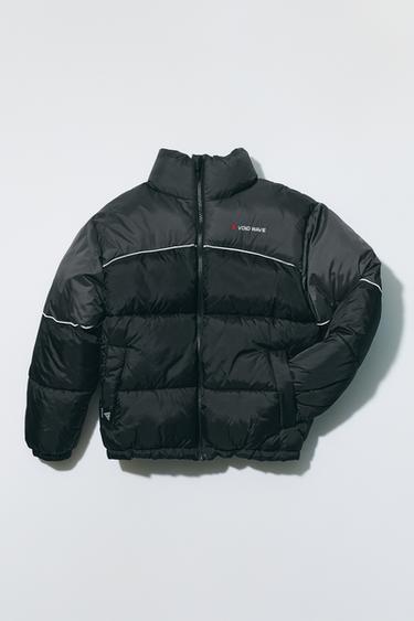 WATER-REPELLENT CONTRAST QUILTED JACKET — Black 1