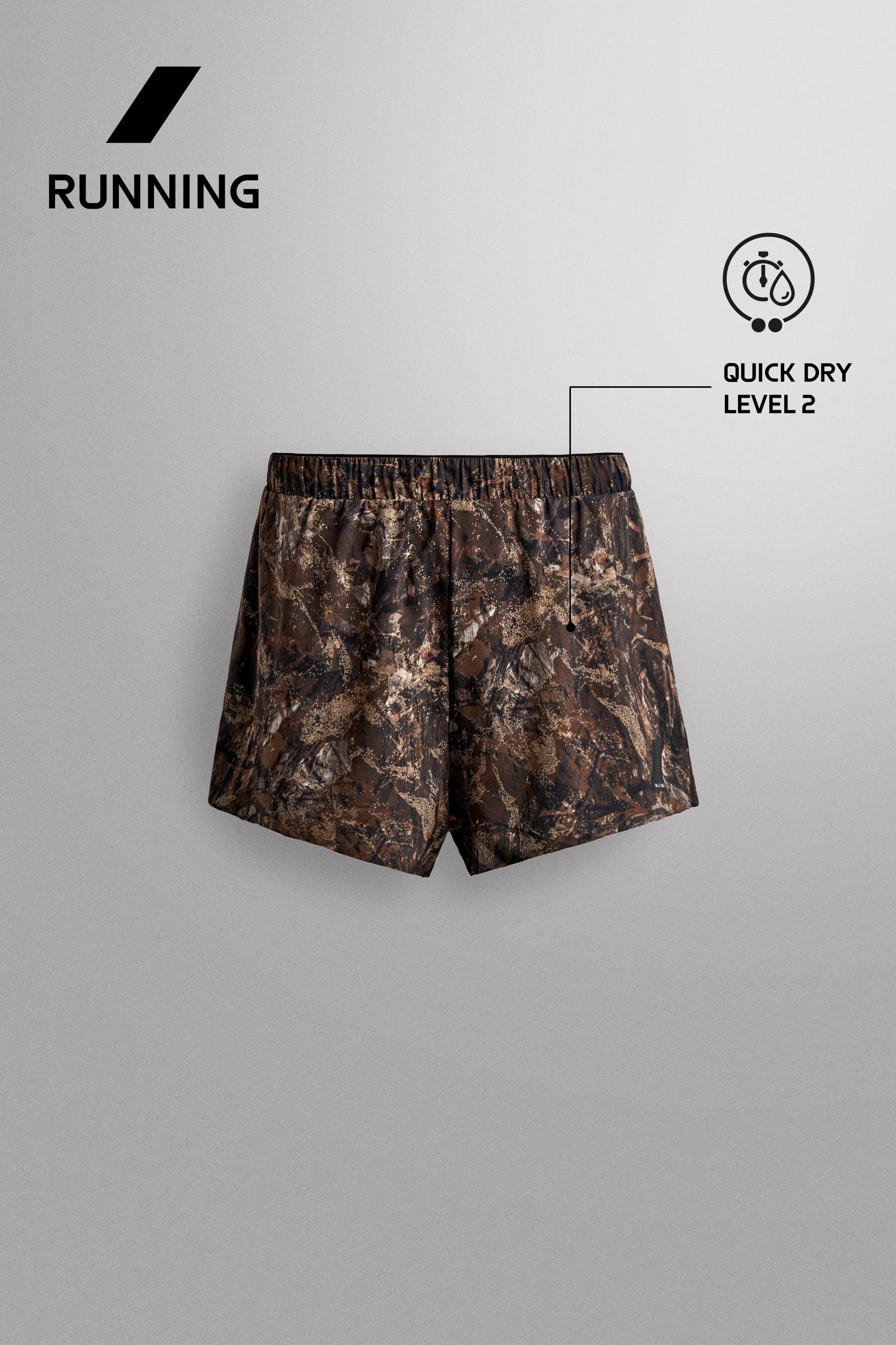 3" RUNNING SHORTS WITH TREE PRINT