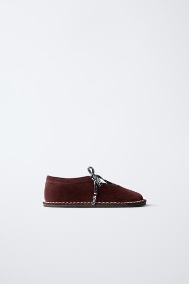 ZARA TIMELESS - BAILARINA PEL - Vermello bordeos de Zara - Imaxe 0