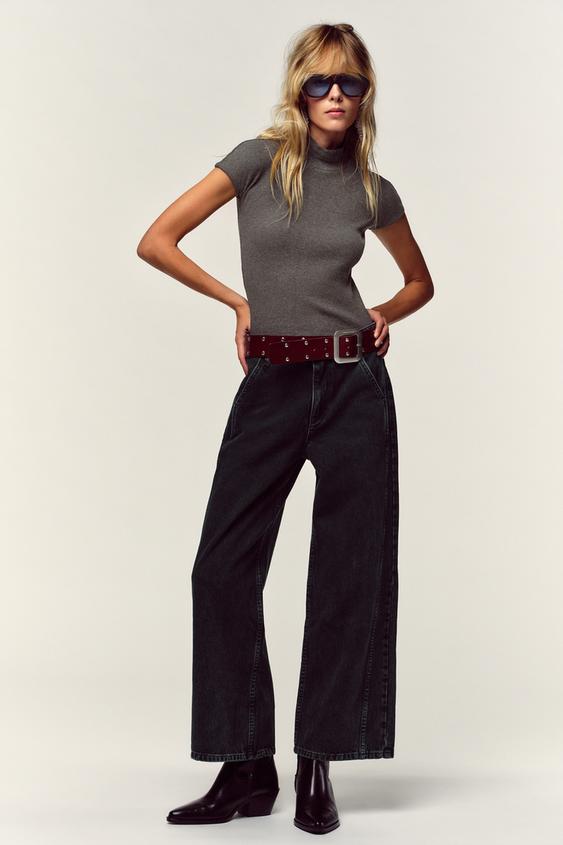 RIB MOCK NECK T-SHIRT