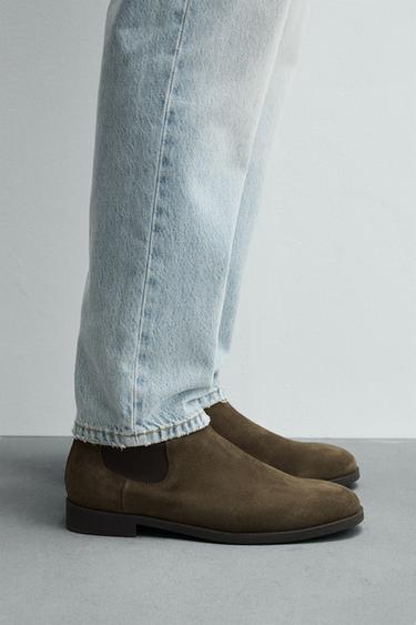 Zara LEATHER CHELSEA BOOTS - Taupe Gray - Image 0
