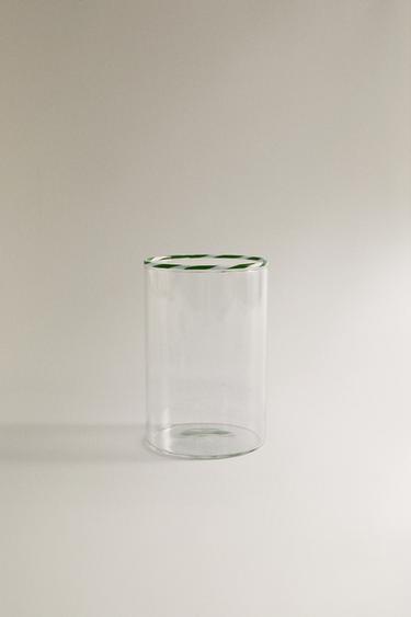 BICCHIERE IN BOROSILICATO BASTONCINO DI ZUCCHERO DI NATALE - Verde di Zara