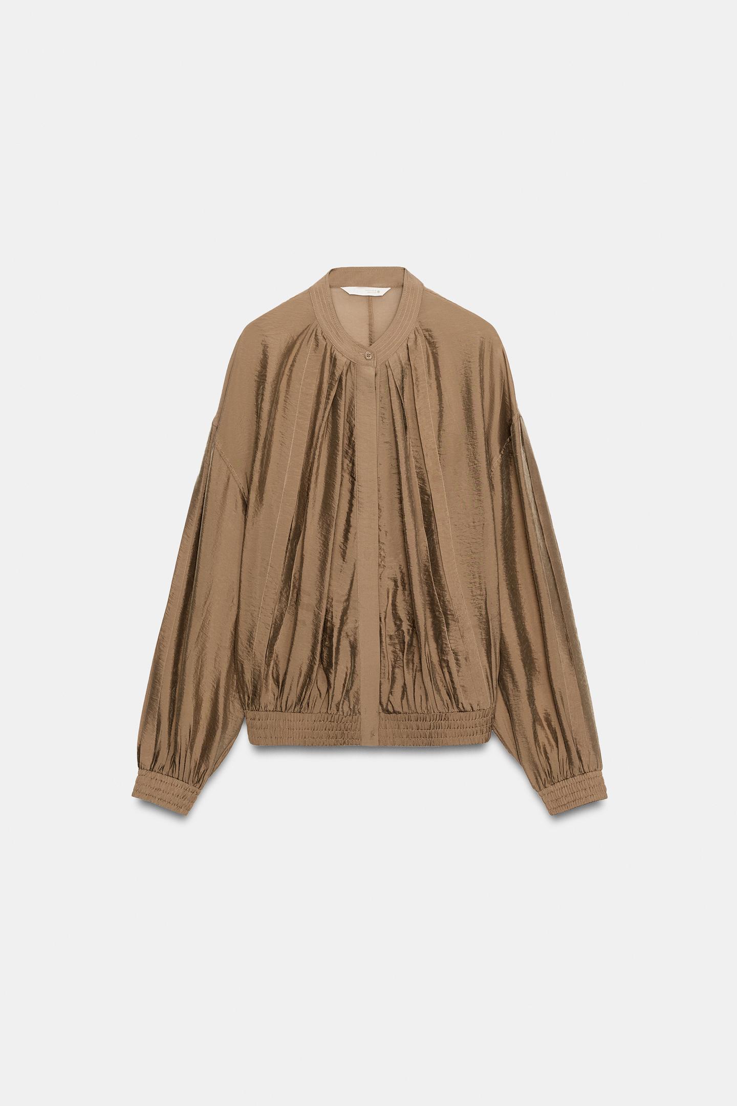 Женская рубашка Zara ZW Collection Flowy, цвет: Терракотовый — фото 5