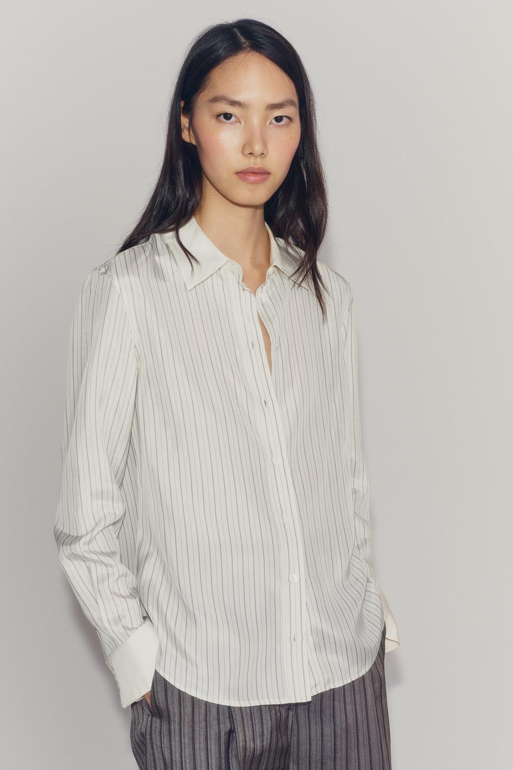 ZW COLLECTION 100% SILK STRIPED SHIRT