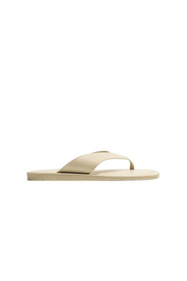 LEATHER STRAPPY SANDALS - Ecru White by Zara
