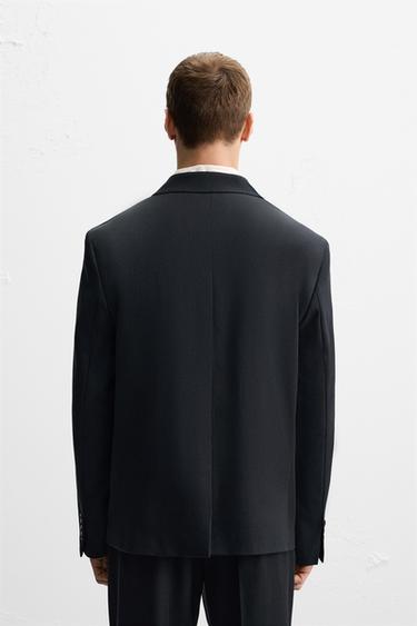 VESTE DE COSTUME CROISÉE 100 % LAINE - Bleu marine foncé de Zara - Image 2