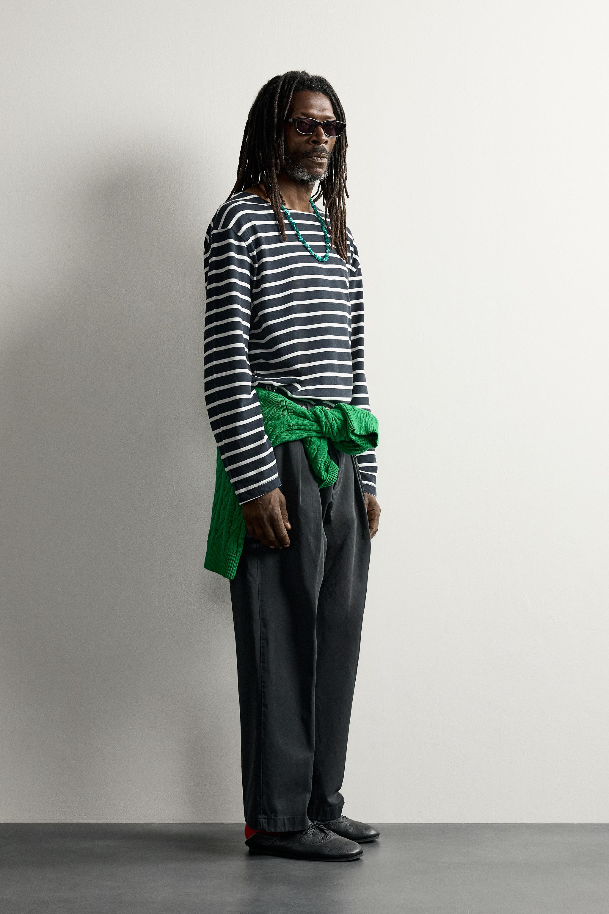 Мужские футболки Zara STRIPED JACQUARD T-SHIRT AARON LEVINE X — фото 4