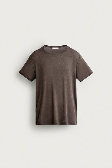 Zara 修身版輕盈T恤 - 斑紋棕色