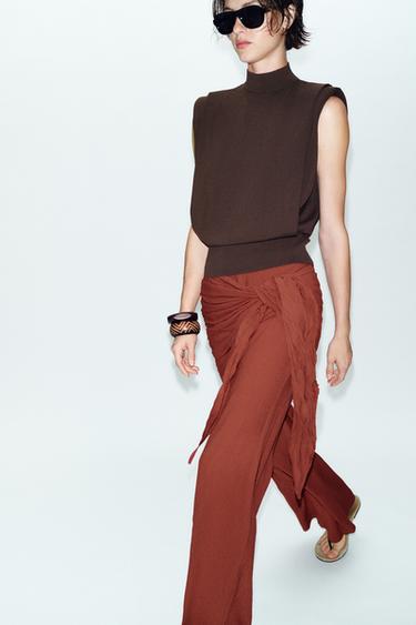 PANTALON LARGE FOULARD - Terracota de Zara - Image 3