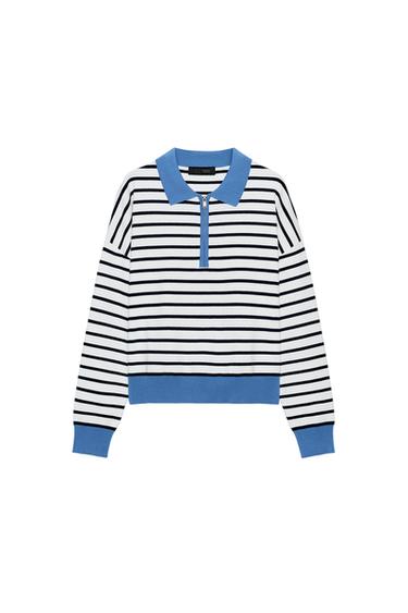 STRIPED KNIT POLO SHIRT - striped by Zara