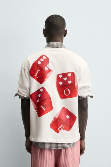 Zara DICE PRINT T-SHIRT - White