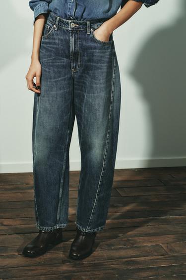 TRF BAGGY BARREL MID-WAIST JEANS - Blue by Zara