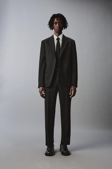 100% WOOL SUIT TROUSERS - Black by Zara