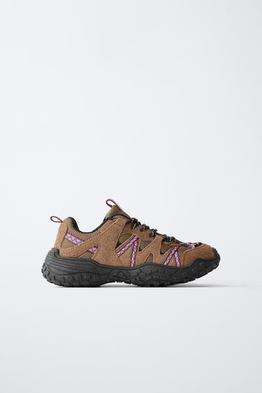 TECHNICAL LEATHER SNEAKERS — Brown 2