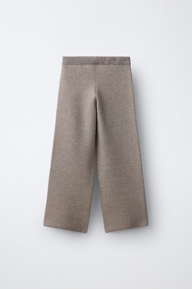 WIDE-LEG KNIT PANTS — Brown / Taupe 2