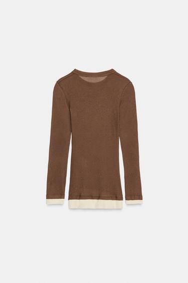 DOUBLE SUPIMA® COTTON T-SHIRT - Brown by Zara