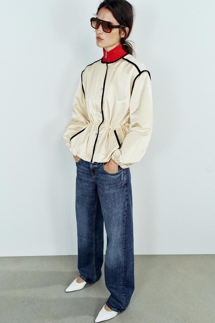 SATIN JACKET WITH CONTRAST TRIMS