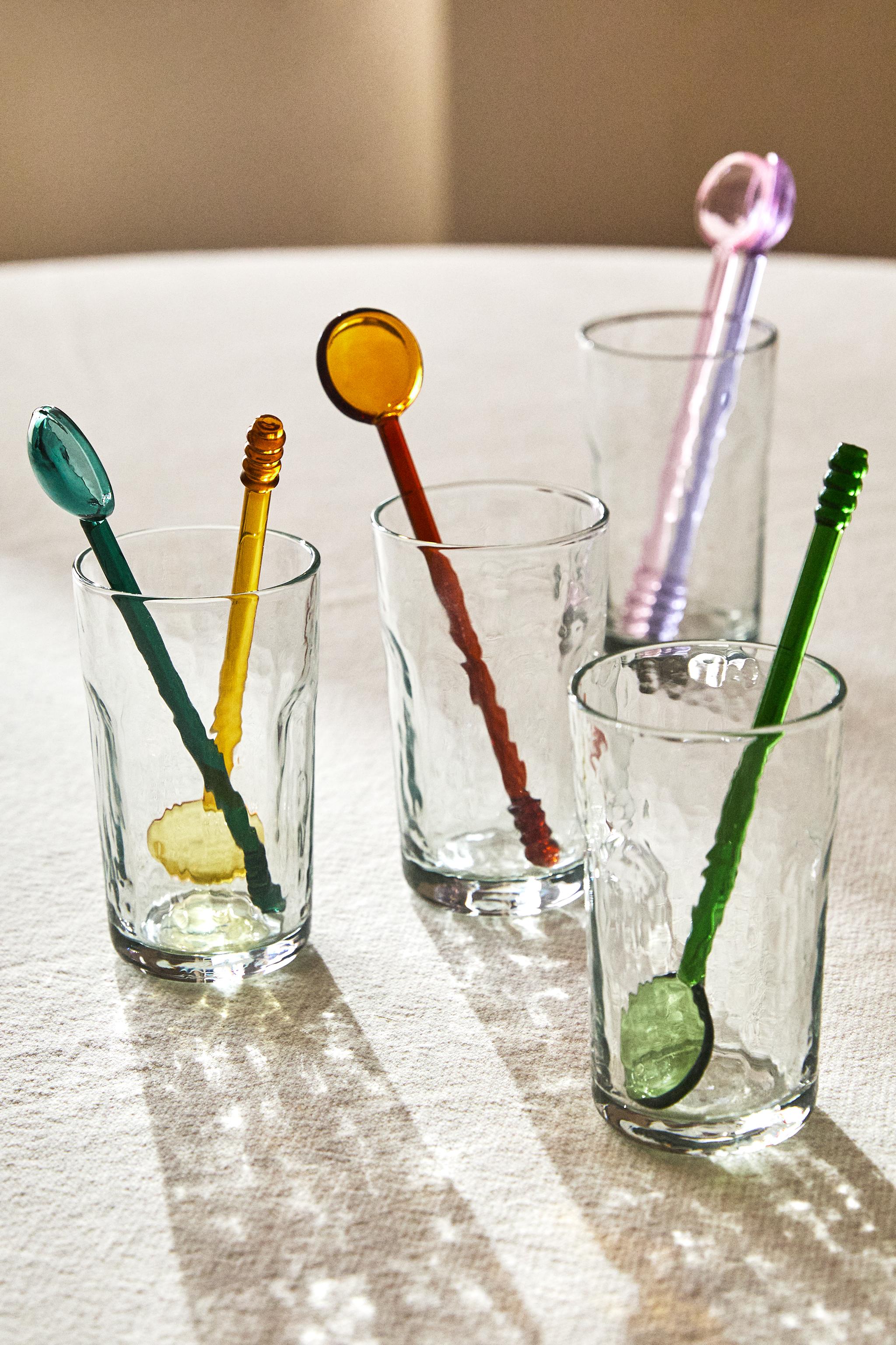 PACK OF MULTICOLORED BOROSILICATE GLASS SPOONS (PACK OF 6)