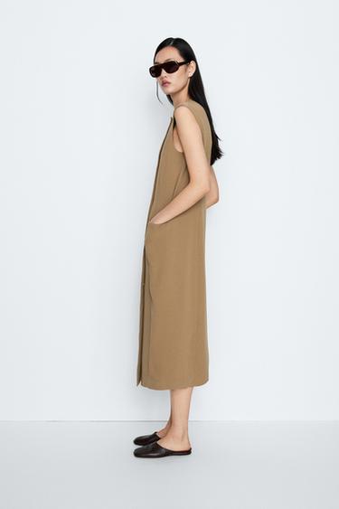 Wrap midi dress with pocket detail - STUDIO — Caramel 2