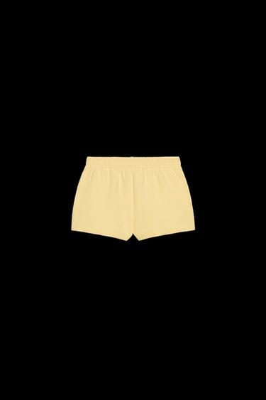Zara EMBROIDERED TEXT FLEECE SHORTS - Yellow