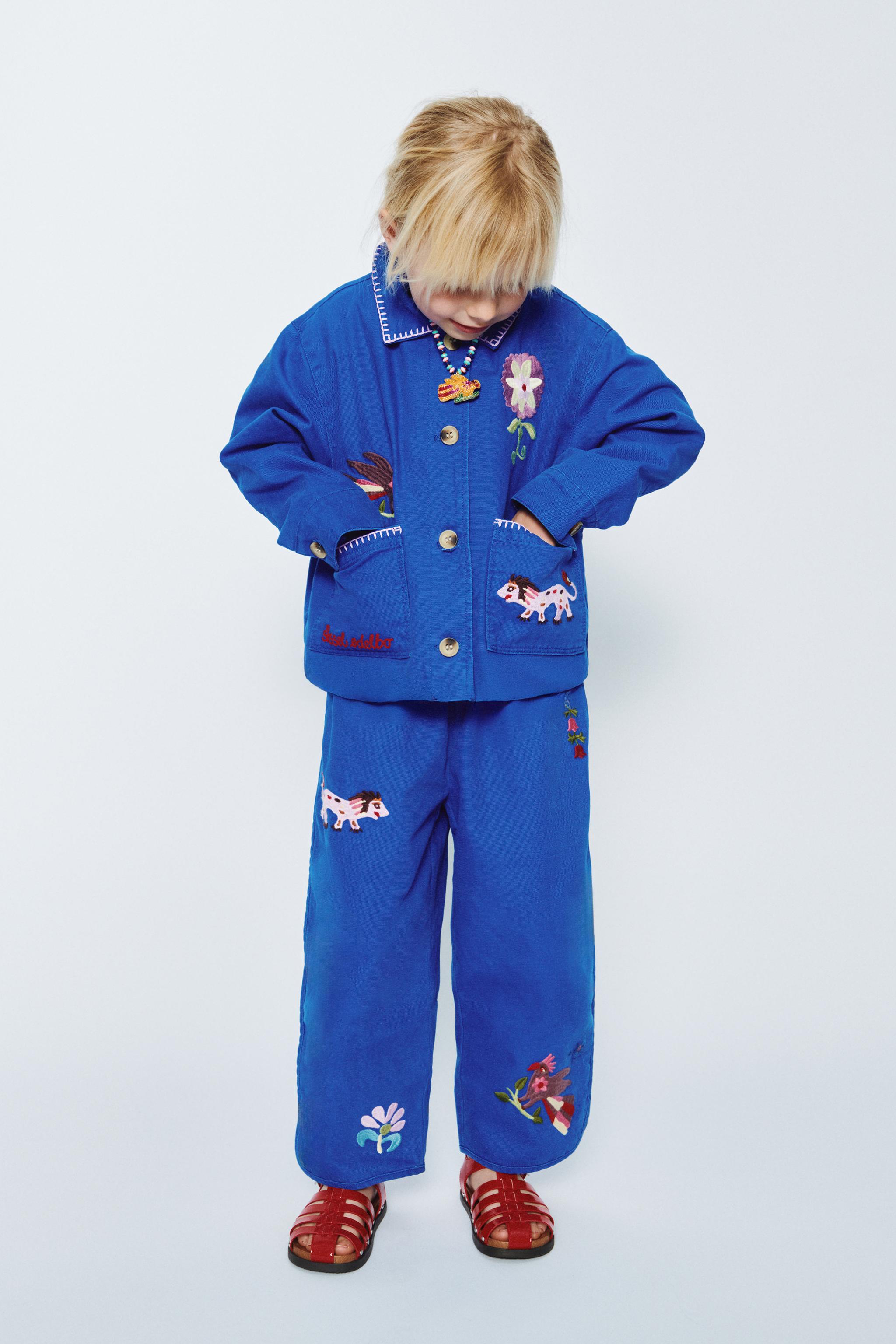SISSEL EDELBO X ZARA KIDS コラボ 上下セット SISSEL EDELBO X ZARA KIDS 刺繍入りジャケット - 濃青 | ZARA Japan