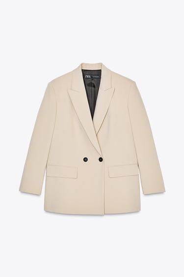 VESTE À BOUTONNAGE CROISÉ OVERSIZE - Sable de Zara