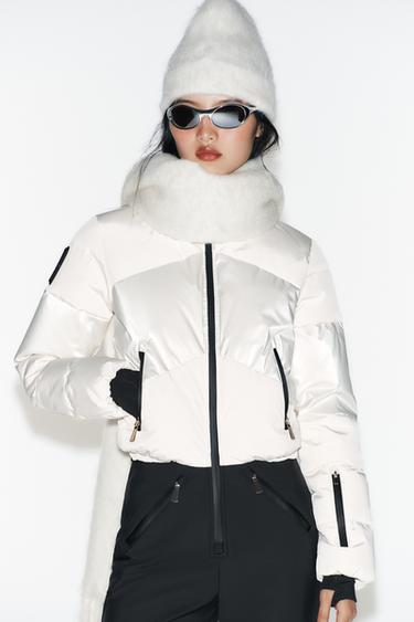 QUILTED COMBINED WATER-RESISTANT WINDPROOF RECCO® TECHNOLOGY SKI COLLECTION JUMPSUIT - Ecru by Zara