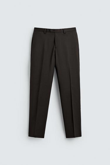 100% WOOL SUIT TROUSERS - Brown by Zara