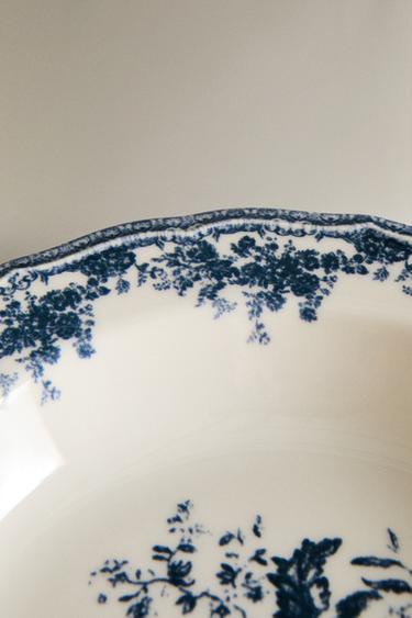FLORAL EARTHENWARE SOUP PLATE - Blue by Zara - Image 4