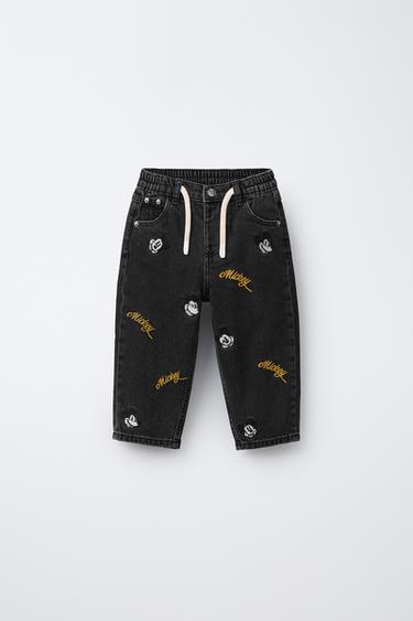 JEANS BAGGY BORDADOS MICKEY MOUSE © DISNEY - Negro de Zara - Imagen 0